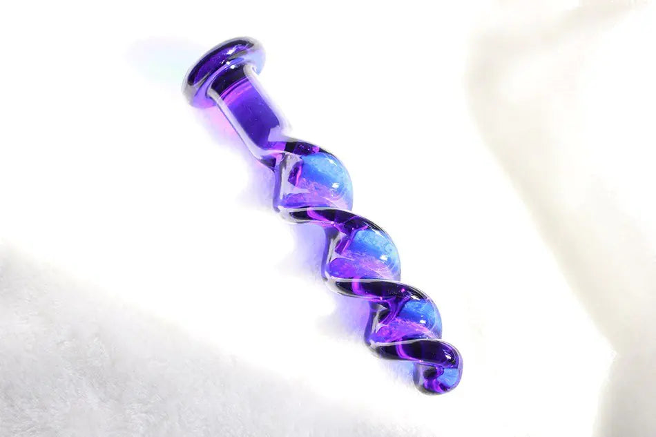 Blue Ripple Crystal Dildo and Glass Anal Plug Toys