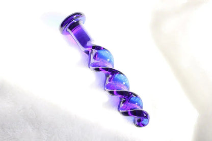 Blue Ripple Crystal Dildo and Glass Anal Plug Toys