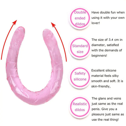 Double-Ended Transparent Crystal Dildo for Women