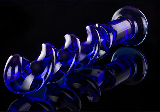 Blue Ripple Crystal Dildo and Glass Anal Plug Toys