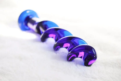 Blue Ripple Crystal Dildo and Glass Anal Plug Toys