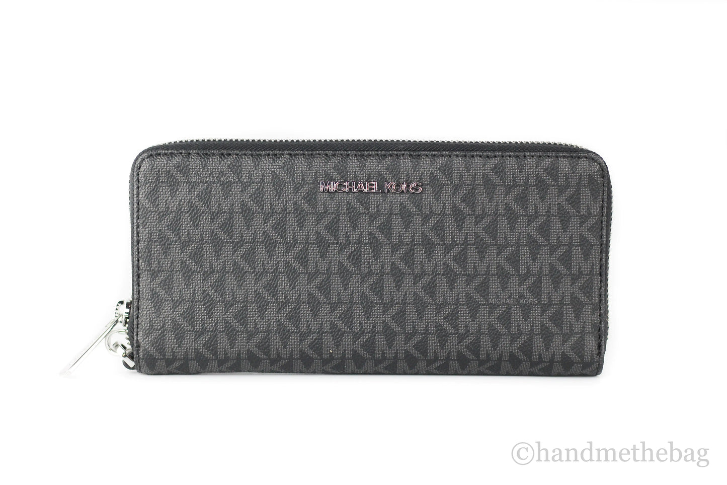 Michael Kors Jet Set Large Black Signature Continental Travel Wristlet Wallet