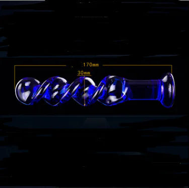 Blue Ripple Crystal Dildo and Glass Anal Plug Toys