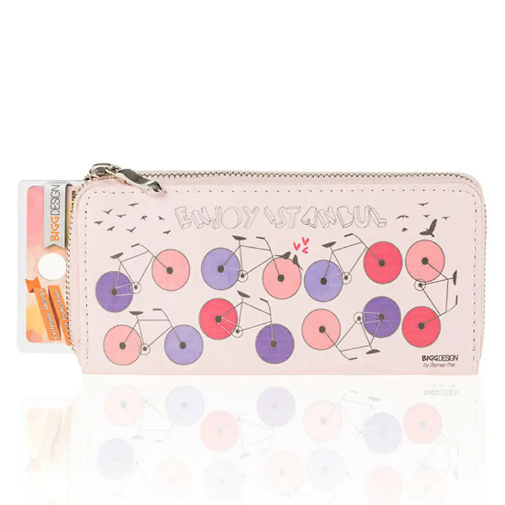BiggDesign Bicycle Patterned Pink Wallet