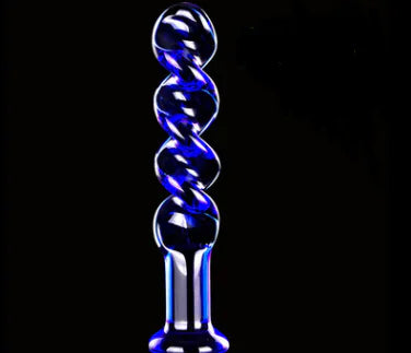 Blue Ripple Crystal Dildo and Glass Anal Plug Toys