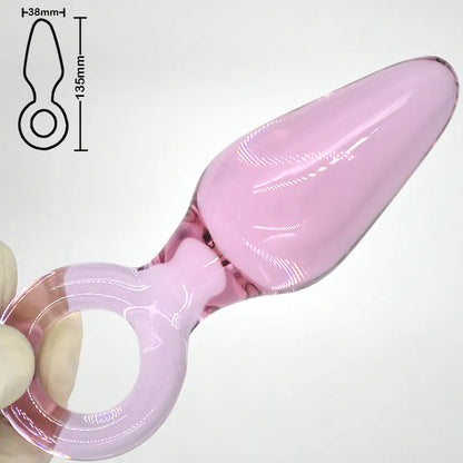 38mm Pink Phallus Glass Anal Dildo, Adult Toy