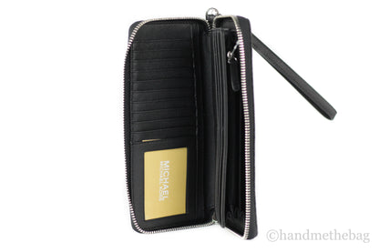 Michael Kors Jet Set Large Black Signature Continental Travel Wristlet Wallet