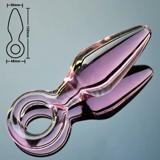 38mm Pink Phallus Glass Anal Dildo, Adult Toy