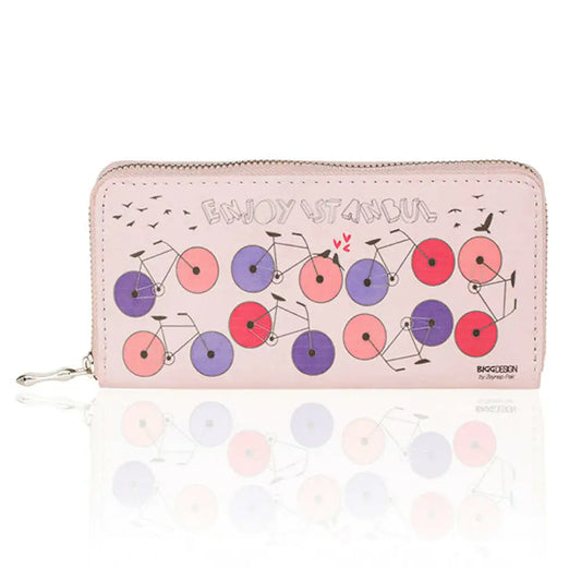BiggDesign Bicycle Patterned Pink Wallet